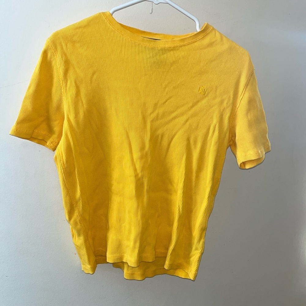 Ralph Lauren bright yellow ribbed short sleeved shirt